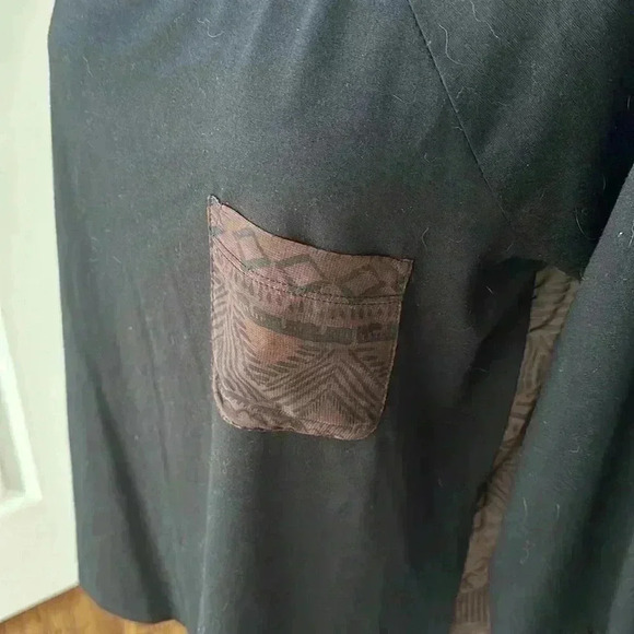 Charming Charlie size Medium Rare black and brown 3/4 sleeve sheer back top - Picture 2 of 4